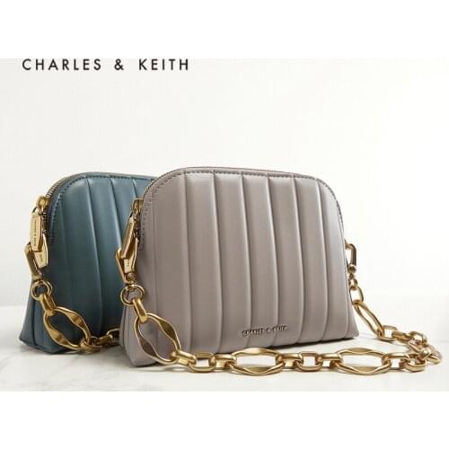 CHARLES&KEITHNew Arrival for Spring2021CK2-80270643Womens fashion textured shoulder bag embossed portable shell bag