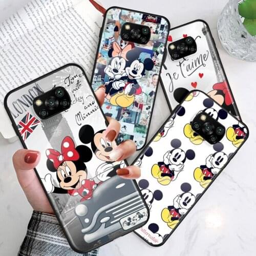 Tempered Glass Shell Luxury Cover Mickey Minnie Travel For Xiaomi Mi POCO F3 F2 X3 NFC X2 M2 Pro Shockproof Phone Case