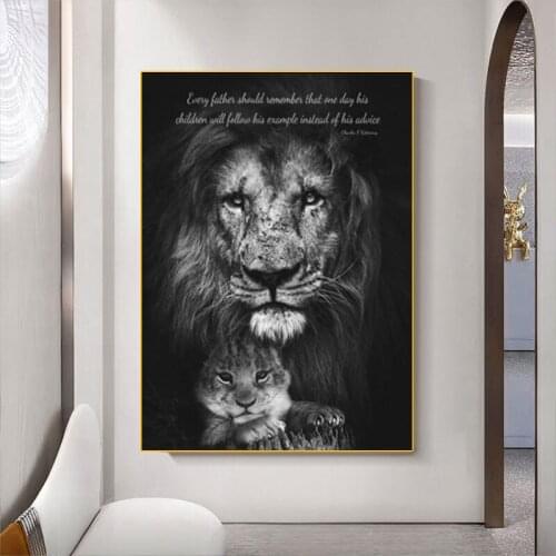 Black and White Lions Posters and Prints African Animals Canvas Paintings Nordic Art Wall Pictures for Living Room Home Decor