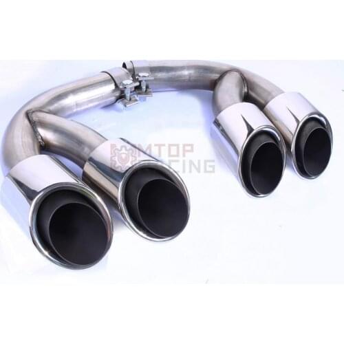 Exhaust Muffler Pipe For Porsche Cayenne 3.0T 2018 2019 Dual Tips Gloss Silver