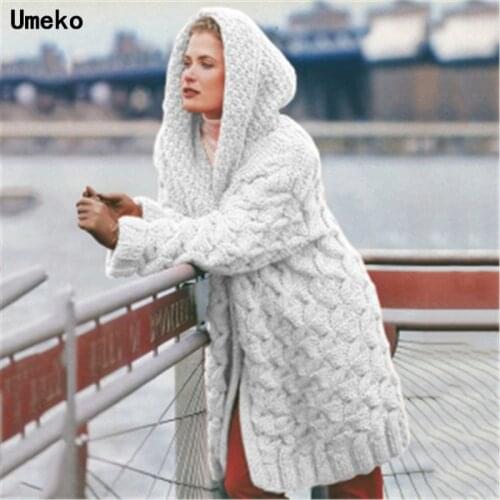 Plus Size Oversized Hooded Cardigan Women 2020 Autumn Winter Casual Solid Knitted Coats Clothes Fashion Thick Warm Cardigan