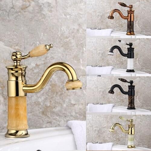 Royal Luxury Jade Basin Faucets Bathroom Sink Taps Marble Home Decoration Vanity Classic Hot and Cold Mixer Tap