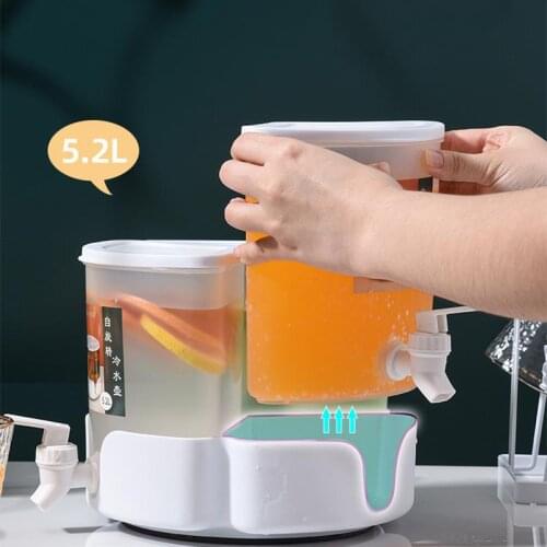 5.2L Drink Cold Water Jug Household Can Rotate With Faucet Fruit Teapot Kettle Cool Water Bucket Kitchen Drinkware Kettle Pot
