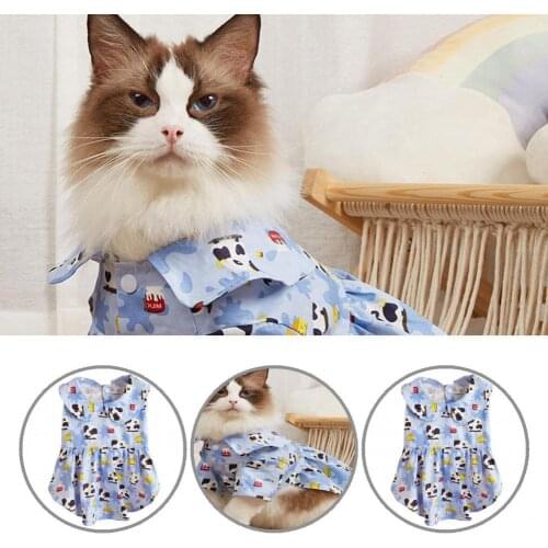 Unisex Wearable Cat Summer Pullover Skirt Casual Puppy Dress Breathable for Taking Photo