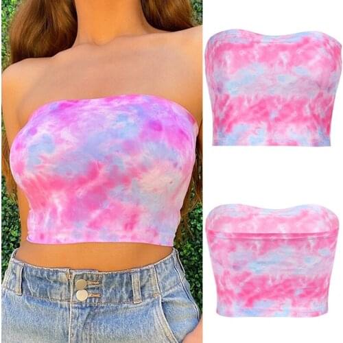 Hot kf-Womens One-Shoulder Open Back Tie-Dye Printed Slim-Fit Inner-Wrapped Top Purple