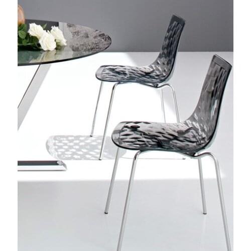 Minimalist Modern Design Transparent Seat Steel Metal Leg Base Dining Side Chair Popular Beautiful Nice Clear Diamond Chair