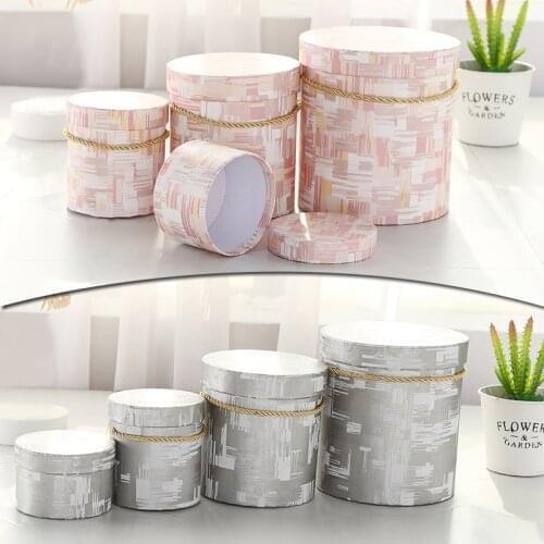 1PC S Marble Print Flower Packaging Box Round Gift Boxes Candy Box Handheld Bouquet ValentineS Day Gift Bouquets Tote Bag Paper