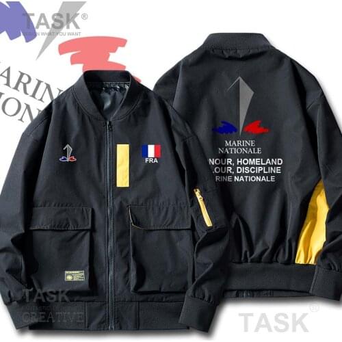 Bomber Military Biker Jacket Navy France French Republic FRA FR country Hip Hop Slim Fit Pilot Coat Mens Bomber Zipper Jacket