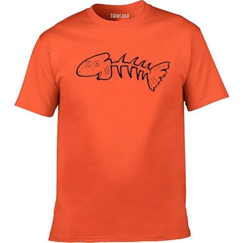 TARCHIA 2021 Men Short Sleeve t-shirt Tops Cotton Tees Boy Homme T Shirt Tee Plus Fashion Casual New Old Fish Bones Cartoon