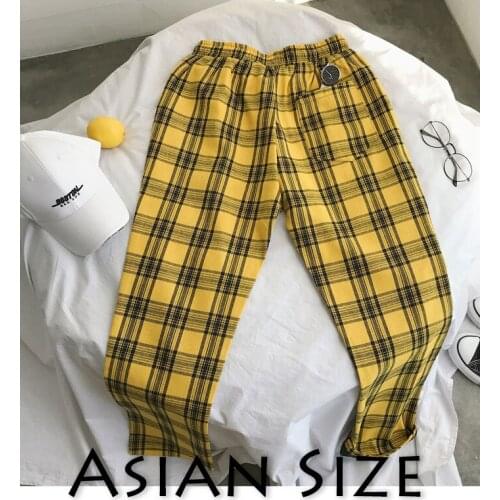 Male Checkered Trousers Plus Size Men Women Korean Black Plaid Casual Pants 2020 Mens Streetwear Harem Pants