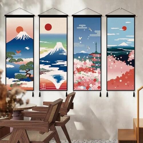 Japanese Landscape Wall Art Canvas Painting Living Room Bedroom Decor Scroll Hanging Paintings Picture Home Decor Posters