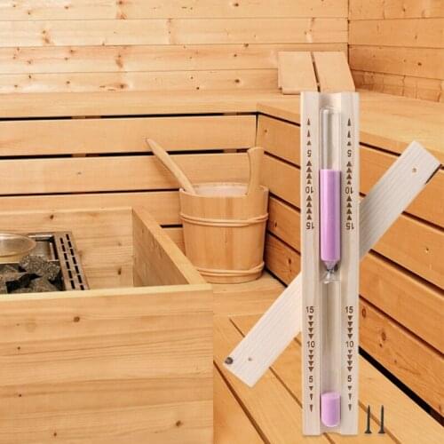 Wall-Mounted Rotating Sauna Sand Timer-15 Minutes, Thermo Wood, Sand Color Pink P15F