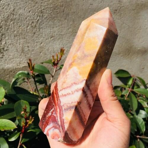 Natural Pork Stone Column Quartz Crystal Tower Point Healing Madafascar