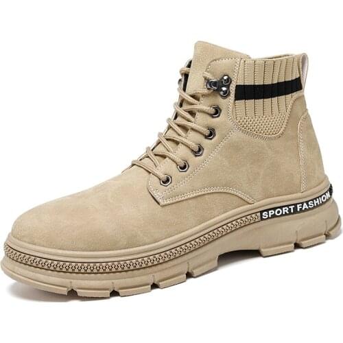 2021 Spring and Autumn New Casual Mid-cut Tooling Boots All-match Mens Non-slip Comfortable Mens Casual Boots