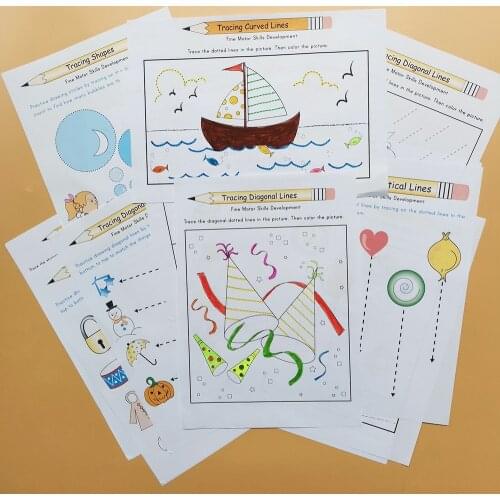 Educational Toys for Children Tracing Diagonal Lines Classroom Decoration Learn English Books Color Painting Exercise Book