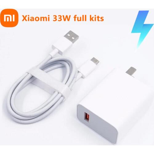 33w Charger Xiaomi Turbo Charge Original Type C Cable For Xiaomi Redmi Note 9 Pro POCO X3 Nfc Mi 10 9 9t Pro Note 10 10X LITE