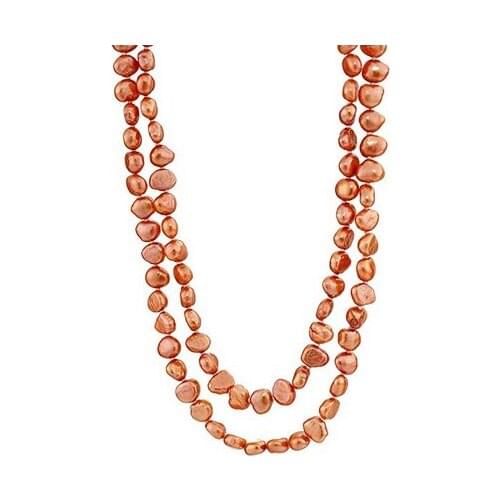 Natural Freshwater pearl 6-7mm long necklace 50inches Sweater chain Mixed color/Orange color/Green color/Pink color