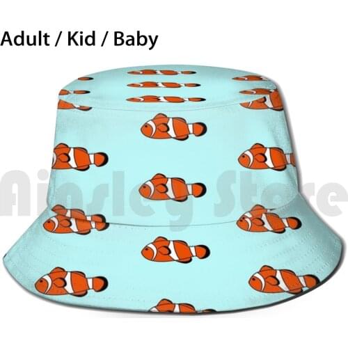 Clown Fish ( Haha ) Bucket Hat Adult kid baby Beach Sun Hats Fish Clown Fish Clown Wildlife Animals Sea Sea Life