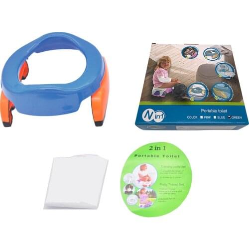Portable Baby Infant Chamber Pots Foldaway Infant Toilet Training Seat Car Travel Potty Rings with Urine Bag Lightweight Toilet