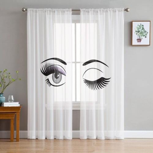 Eyes Eyelashes Eyebrows Sheer Curtains Window Curtains for Living Room Bedroom Blinds Kids Room Home Decor