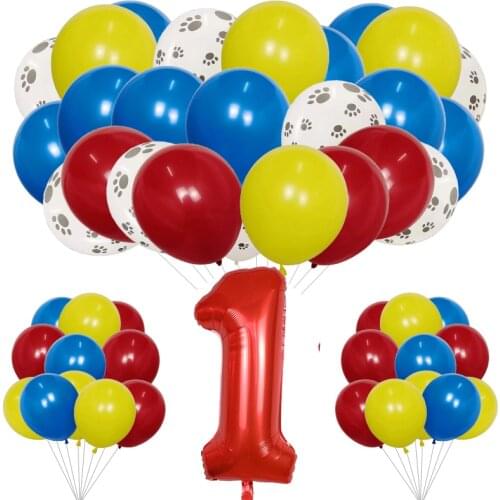 48Pcs Gog Paws Theme Number Foil Balloons Latex Balloons Kids Birthday Baby Shower Party Toy Decoration Supplies Air Globos
