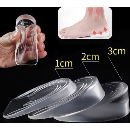 1 Pair Silicone Gel Height Increase Insole Heel Lifting Inserts Shoe Foot Care Protector Elastic Cushion Arch Support Insert