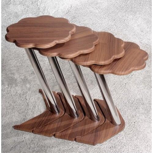 Modern 4 Pcs Daisy Zigon coffee table-Walnut coffee tables table basse furniture living room table