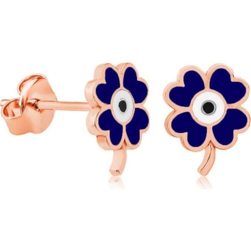 Tevuli 925 Sterling Silver Highlighter Navy Blue Clover Earrings