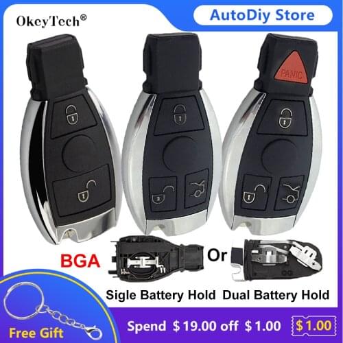 Okeytech Smart Remote Control 2/3/4 Buttons Car Key Cover For Mercedes-Benz BGA 2007-2013 W212 W211 W221 With 1/2 Battery Hold