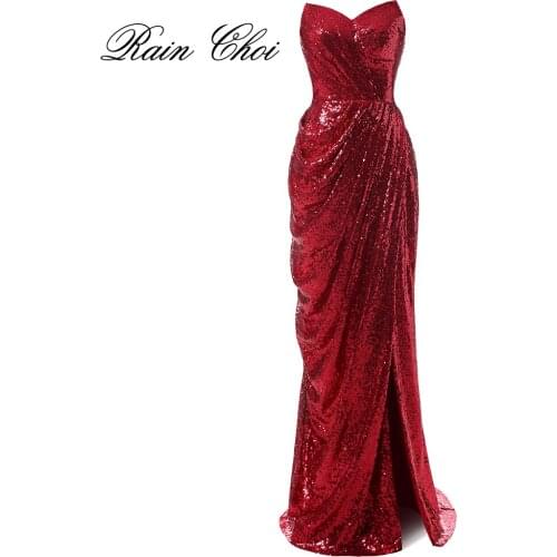 2020 Long Mermaid Prom Dresses Women Formal Evening Gown Sequins Elegant Prom Gown