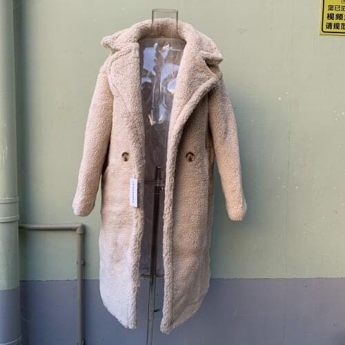 2020 new long winter warm coat teddy bear faux fur pink and leopard print women coat with pocket