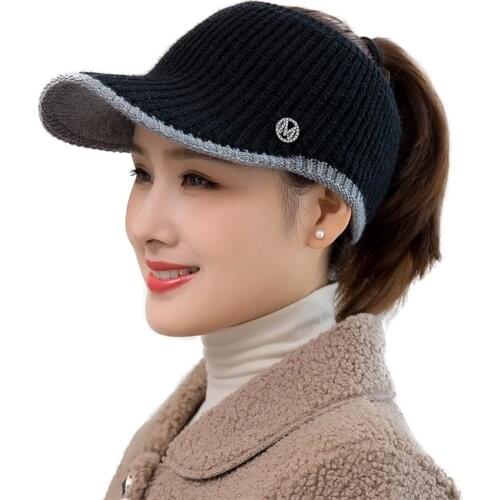 Winter Hats Ladies Beanies gorras Hombre Baseball Caps For Women Hats Fall Winter Plush Thick Warm Knit High Bun Ponytail Hats