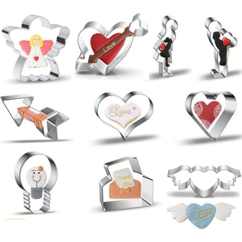 1pcs patisserie reposteria Wedding angel Heart couple Cookie Cutters Fondant Cake Decor Tools Cupcake Toppers Biscuit Mould