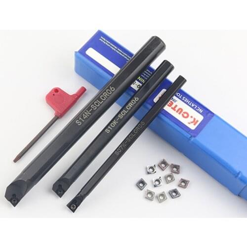1pcs S07K-SCLCR06+1pcs S10K-SCLCR06+1pcs S12M-SCLCR06 Lathe Holder Turning Tool Boring Bar 7/10/12/16mm + 10pcs CCMT0602 Inserts