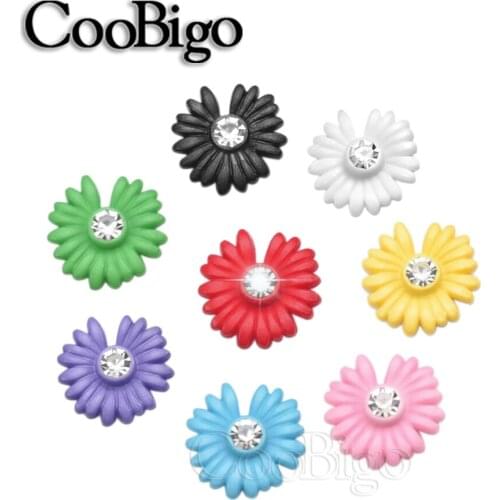 10pcs 14mm Daisy Flower Flat Back Rhinestone Cabochon for Gift Box Making Mobile Phone Case Girl Hair Decor DIY Craft Accessory