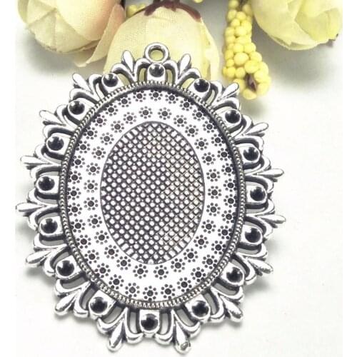 10pcs/lot Tibetan Cabochon 30x40mm Base Bezel Settings Tone Oval filigree Frame Cameo cabochons for jewelry making Components B