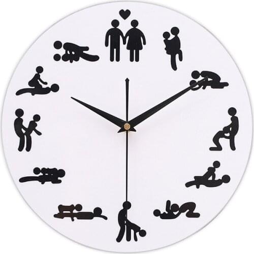 12inches Creative Home Bedroom Wall Clocks Couples Husband and Wife Love Sex Mute Digital Clocks for Home Sexy Wall Decor