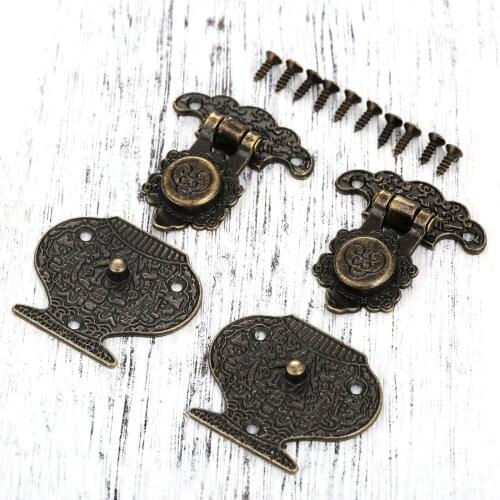 2pcs Antique bronze Box Latch Hasps 40*51mm buckle Hasp Jewelry Wooden Box Lock Catch Latches