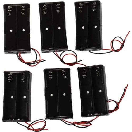 6 Pcs Black Plastic 2 x3.7V 18650 Type Battery Holder Box Case