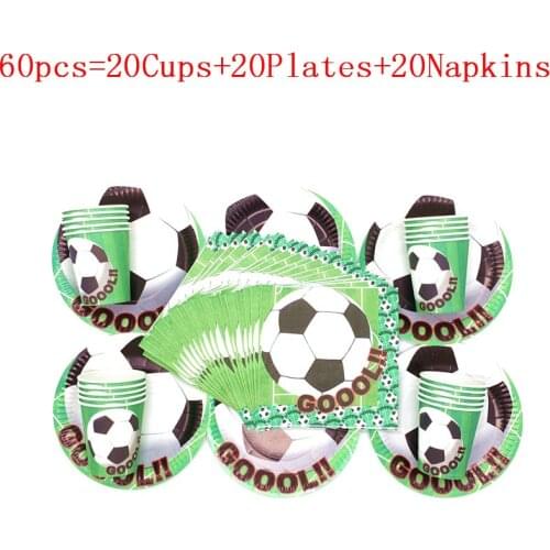 60pcs/40pcs Soccer Football Theme Party Decoration Tableware Set Paper Plates Cups Napkins Baby Shower Birthday Party Supplies