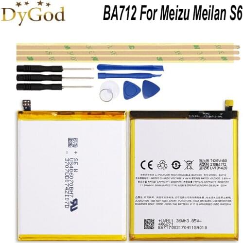 DyGod 2930mAh BA712 Battery for Meizu Meilan S6 M712C/M/Q/Q-B High Quality mobile phone Battery with Tools For Meizu Meilan S6