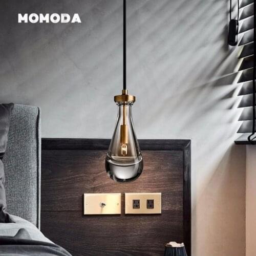 American Style LED Chandeliers Industrial Rain Drop Glass Metal Single Pendant Lights Bedroom Living Room Dining Room Lamps Deco