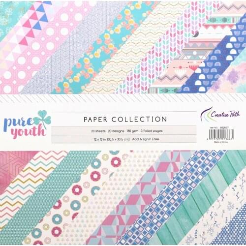 The Creative Path 12 Inch Scrapbooking Paper 20 Sheets Craft Background Decorative Pattern Designer Pack DIY 305x305mm Acid Free