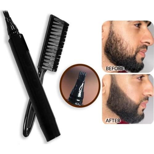 Black Dark Brown Beard Pen Beard Filler Pencil Brush Beard Enhancer Waterproof Moustache Coloring Shaping Tools Mens Fashion