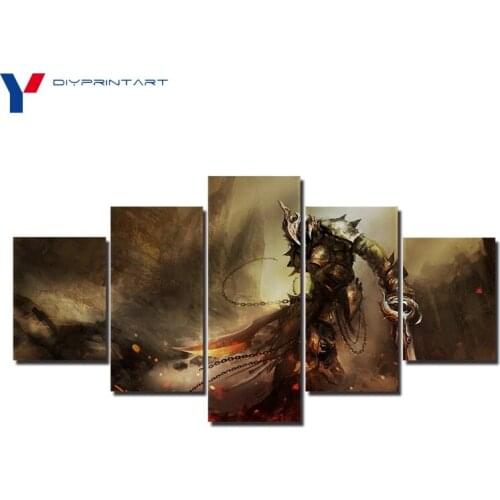 Dark Souls III Fire Sword 5 Panel Modern Art Game Poster Living Room Decoration A0421