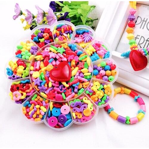 Kids Handmade DIY Beaded Toy For Girl Wear Beads With Accessory Set Creative Sun Flower Children Handicraft Jewelry Making Toys