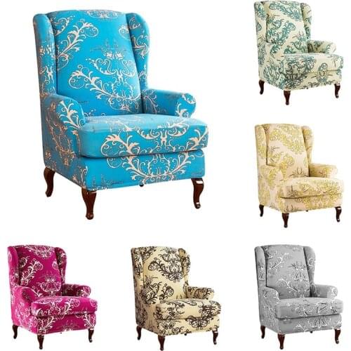 Stretch Wingback Chair Cover 2pcs/set Wing Back Chair Covers Spandex Sofa Slipcover Non-slip Armchair Protector Home Decor