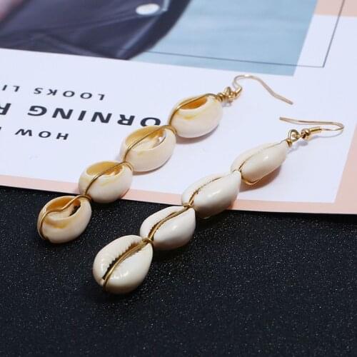 Elegant Sea Shell Drop Earrings Bohemian Cute Chic Statement Dangle Earrings For Women Wedding Summer Holiday Gift Jewelry