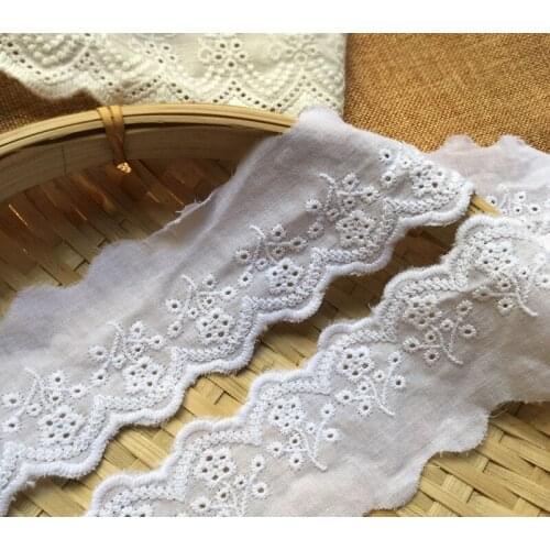 Cotton embroidery lace edge decoration bleached white 5.5cm