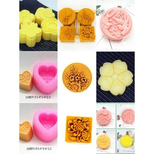Huahaoyueyuan / Peace Pigeon / Love / Flower Pattern / Silicone Mooncake Mold DIY / Handmade Soap Cake Mold kitchen tools